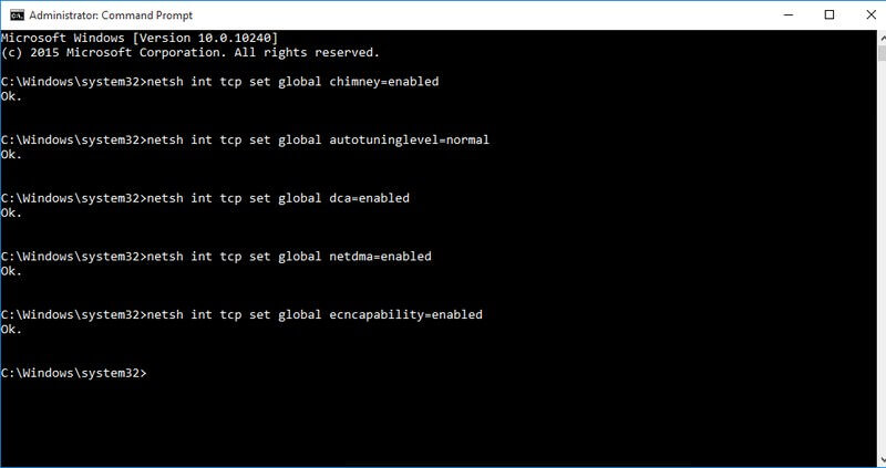 Netsh Commands for how to increase internet speed