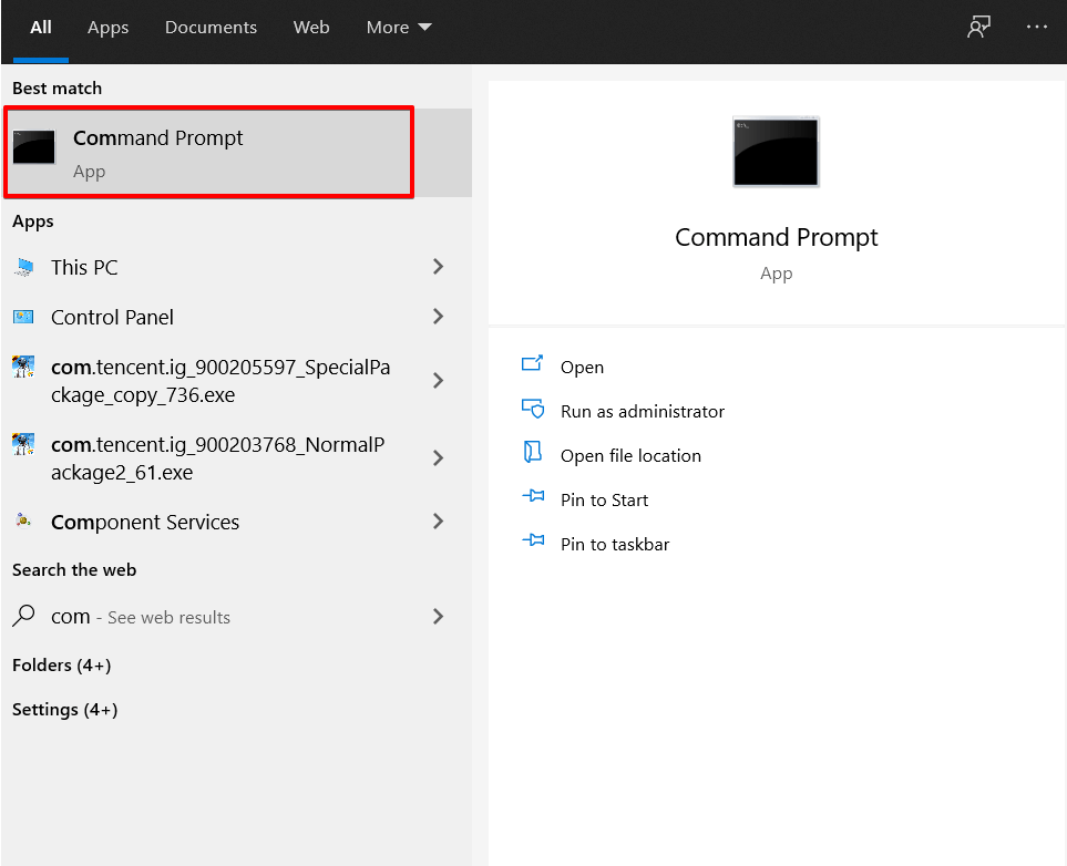 Type command prompt on your search bar to get into the options