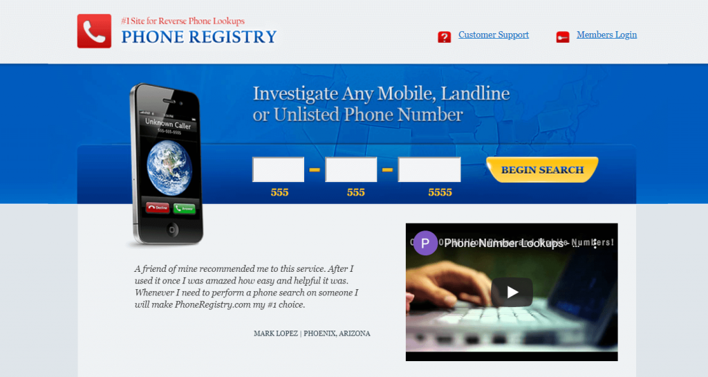 Phone registry is one of the best reverse phone lookup application.