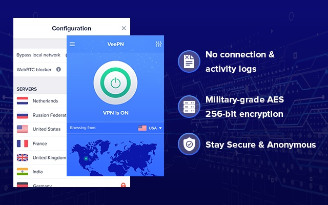 VeePN is one of the free VPN extensions for Chrome