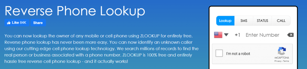 Zlookup is one of the best reverse phone lookup application.
