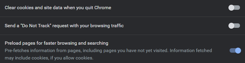 Select Preload pages for making Chrome faster and secure.